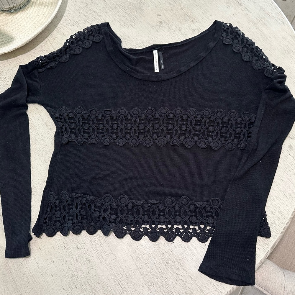 Elegant Black Lace Trim Top